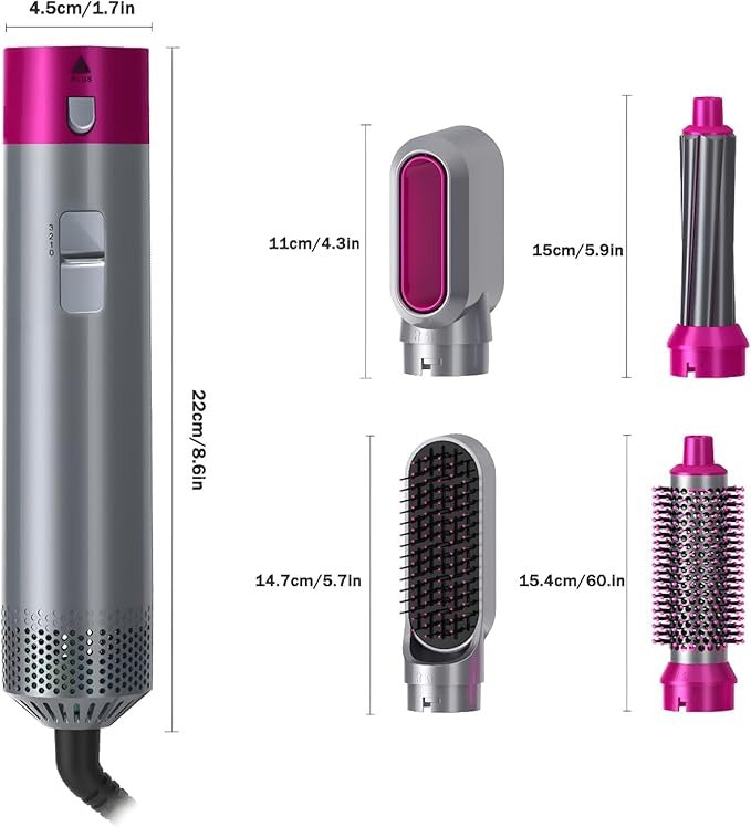 5 in 1 Hair Dryer Brush, Electric Hair Curler Straightener Hot Air Styler Professional Blow Dryer Brush Comb Multifunctional Hot Styling Tool for Hairs