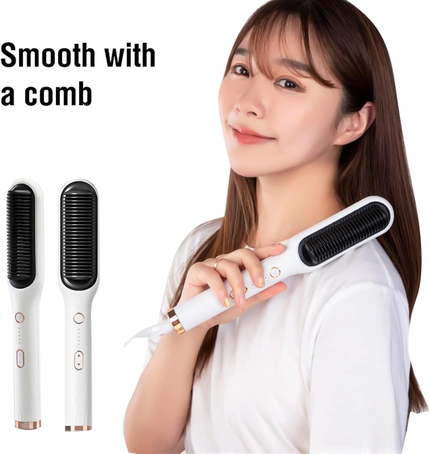 Deal Hair Straightener Brush Fast Ptc Ceramic Heating Hot Air Comb Portable Heated Brush Straightener Salon