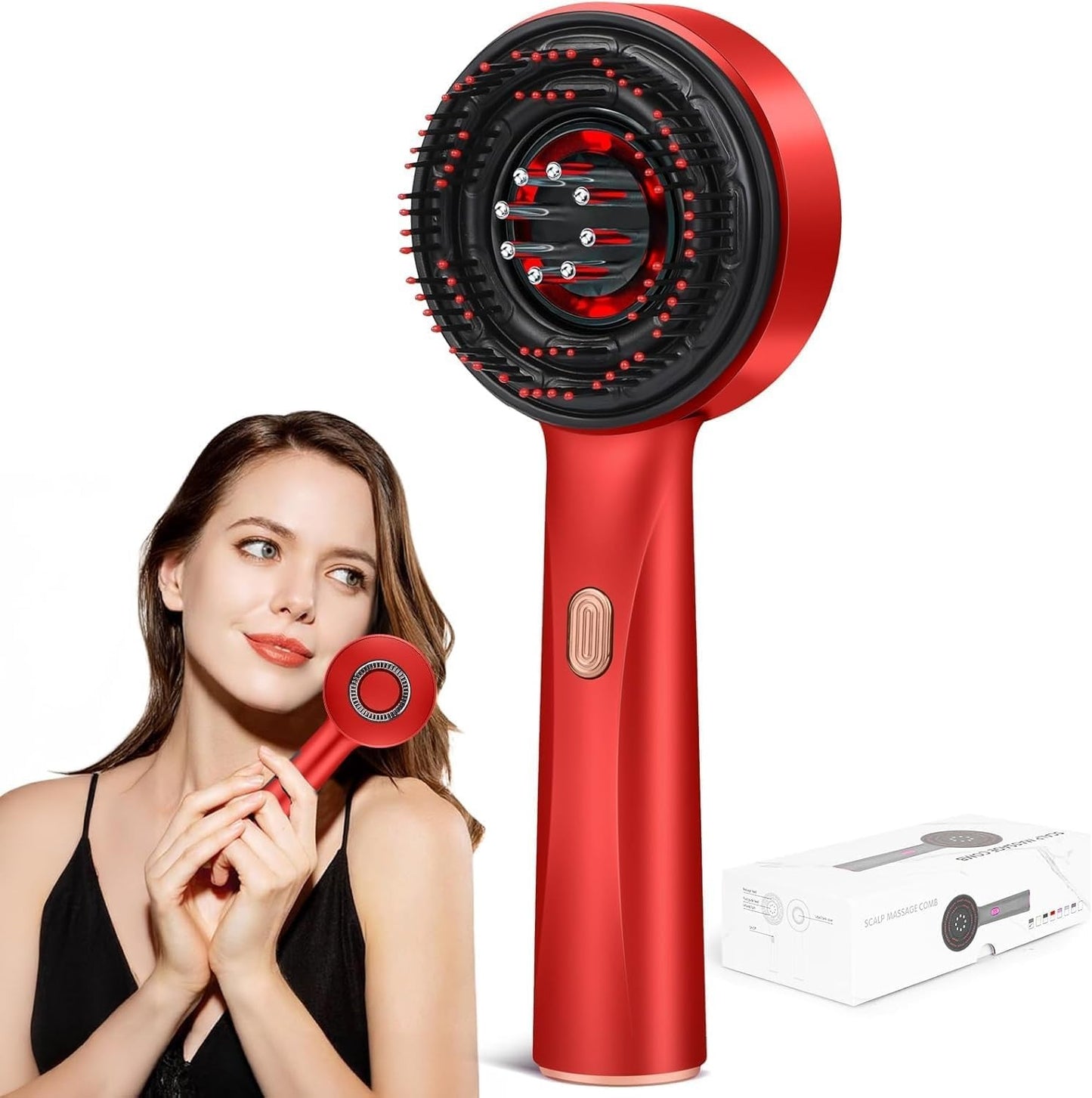 Electric Hair Oil Applicator Scalp Massager Comb, Red Light Scalp Massager Brush for Hair Growth, IPX7 Waterproof Oil Dispenser for Hair