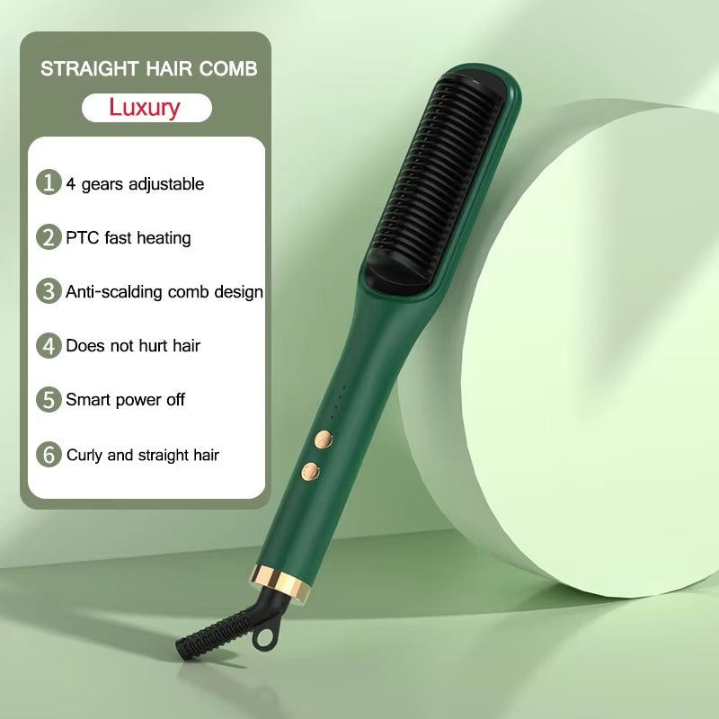 Deal Hair Straightener Brush Fast Ptc Ceramic Heating Hot Air Comb Portable Heated Brush Straightener Salon