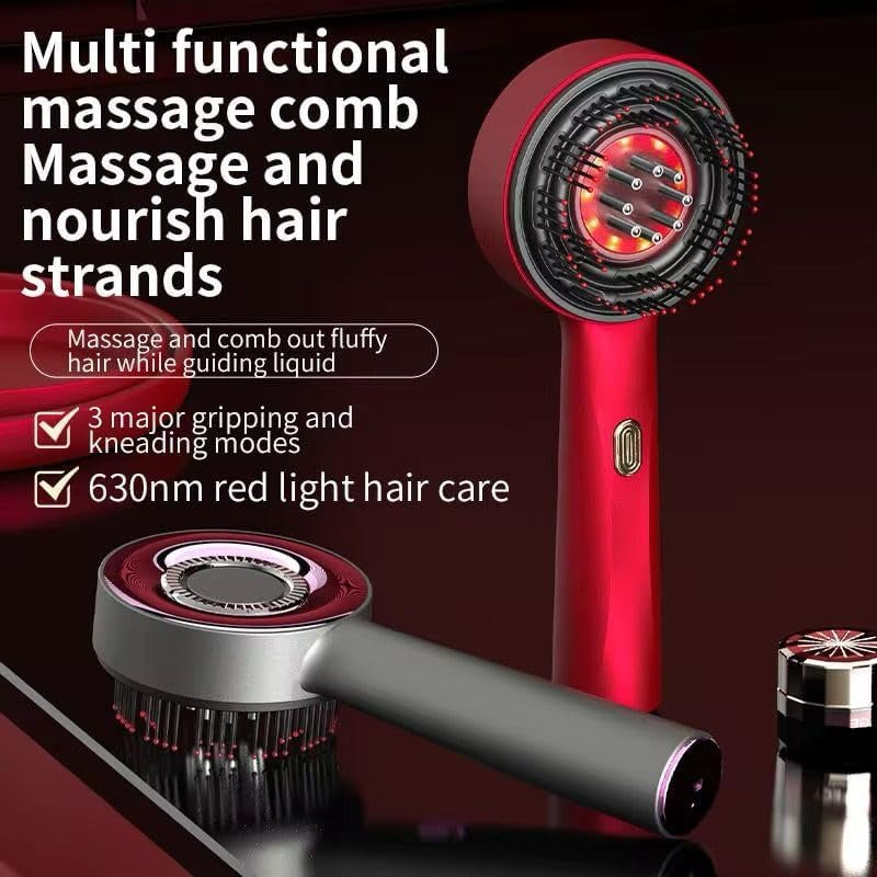 Electric Hair Oil Applicator Scalp Massager Comb, Red Light Scalp Massager Brush for Hair Growth, IPX7 Waterproof Oil Dispenser for Hair