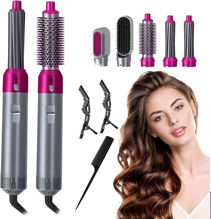 5 in 1 Hair Dryer Brush, Electric Hair Curler Straightener Hot Air Styler Professional Blow Dryer Brush Comb Multifunctional Hot Styling Tool for Hairs