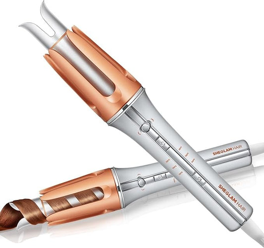 SHEGLAM Automatic Curling Iron  with 3 Temperatures Fast Heating, 2-Way Rotation, Automatic Shut-Off, Anti-Scald, Anti-Tangle Rotating for Hair Styling