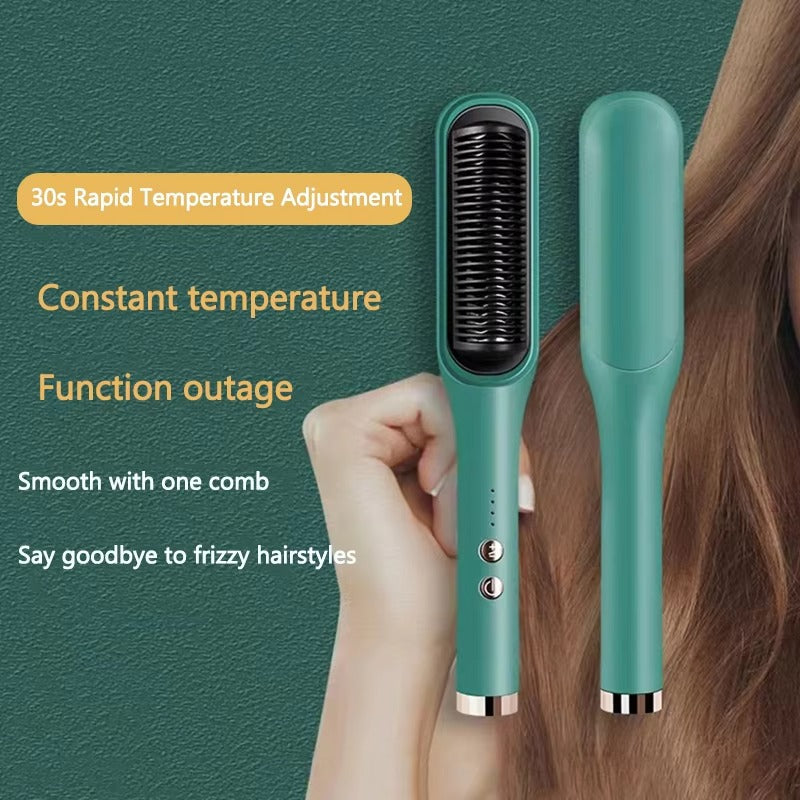 Deal Hair Straightener Brush Fast Ptc Ceramic Heating Hot Air Comb Portable Heated Brush Straightener Salon