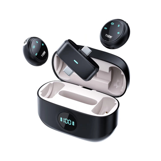 K31 Pro Wireless Lavalier Microphone 2.4GHz Dual Clip-On Collar Mic with Charging Case, Noise Reduction, Long Battery Life, Plug & Play for iPhone, Android, YouTube, TikTok, Vlogging, Interviews & Live Streaming