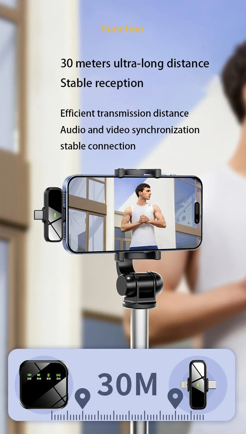 K50 Wireless Lavalier Microphone for iPhone & Android – Plug & Play Mini Collar Mic for YouTube, TikTok, Interviews, Vlogging, Live Streaming