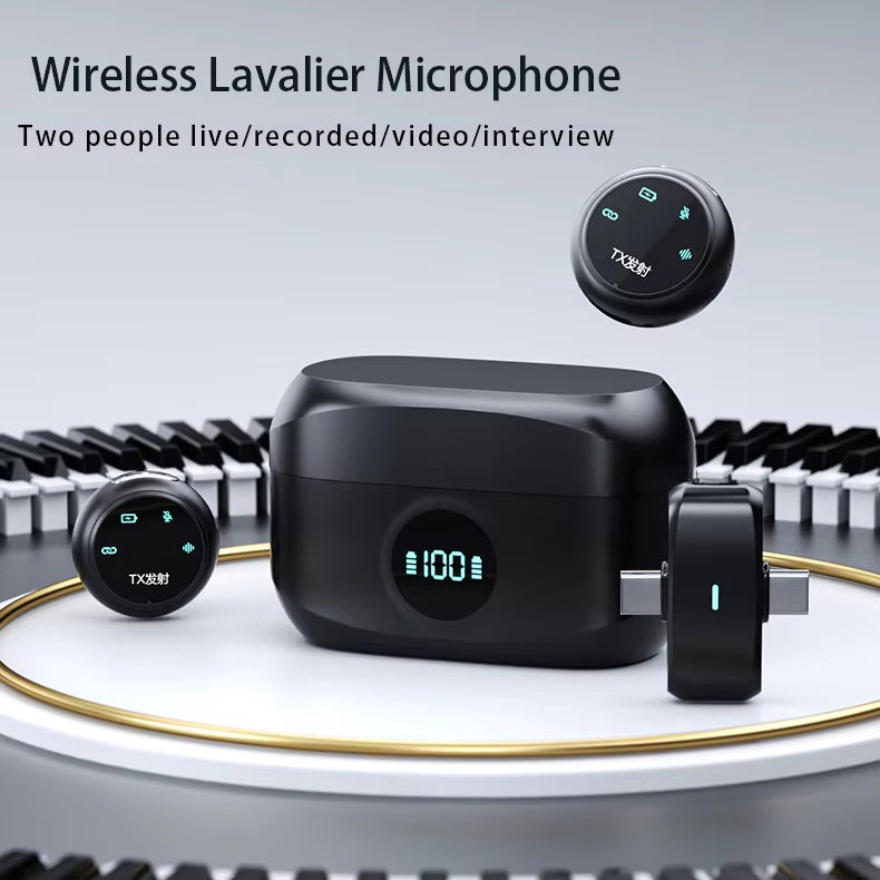 K31 Pro Wireless Lavalier Microphone 2.4GHz Dual Clip-On Collar Mic with Charging Case, Noise Reduction, Long Battery Life, Plug & Play for iPhone, Android, YouTube, TikTok, Vlogging, Interviews & Live Streaming