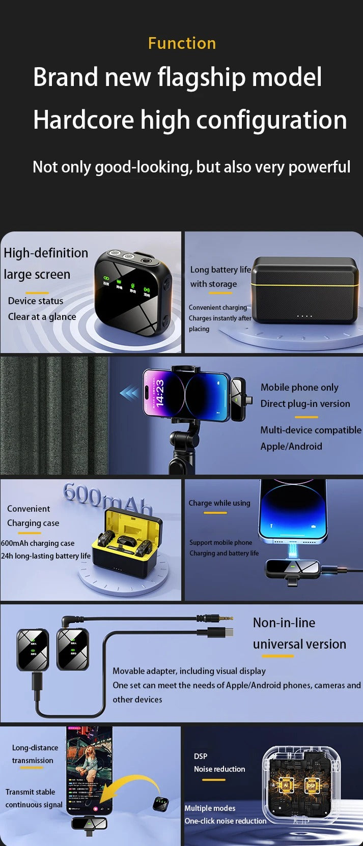 K50 Wireless Lavalier Microphone for iPhone & Android – Plug & Play Mini Collar Mic for YouTube, TikTok, Interviews, Vlogging, Live Streaming