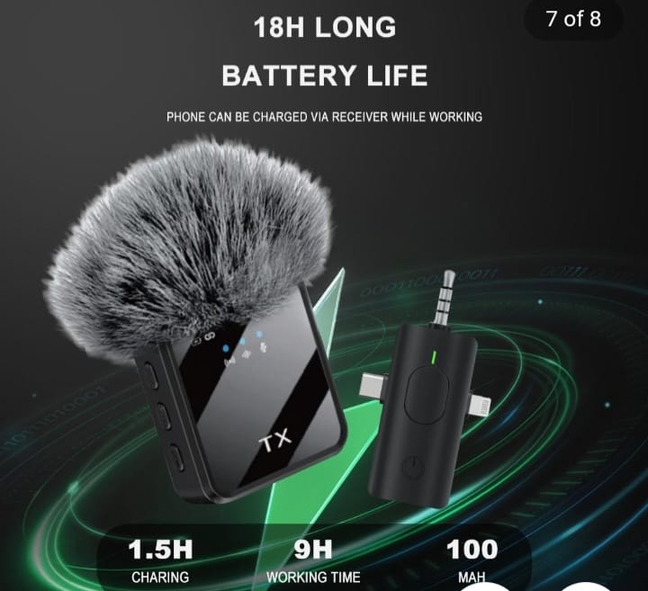 F11-2 Wireless Collar Microphone for iPhone/Android/Type C, Mini 2 Mic for Record Interview, Mic for Vlogs, YouTube, Tiktok, Plug and Play, Connector 3 in 1