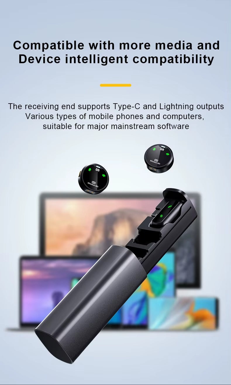 MMD-F98 AI Wireless Lavalier Microphone with ENC & ANC Noise Cancellation, Dual Mic System, 2.4GHz Plug & Play Recording for iPhone, Android, Live Streaming, Interviews & Content Creation – 25M Range
