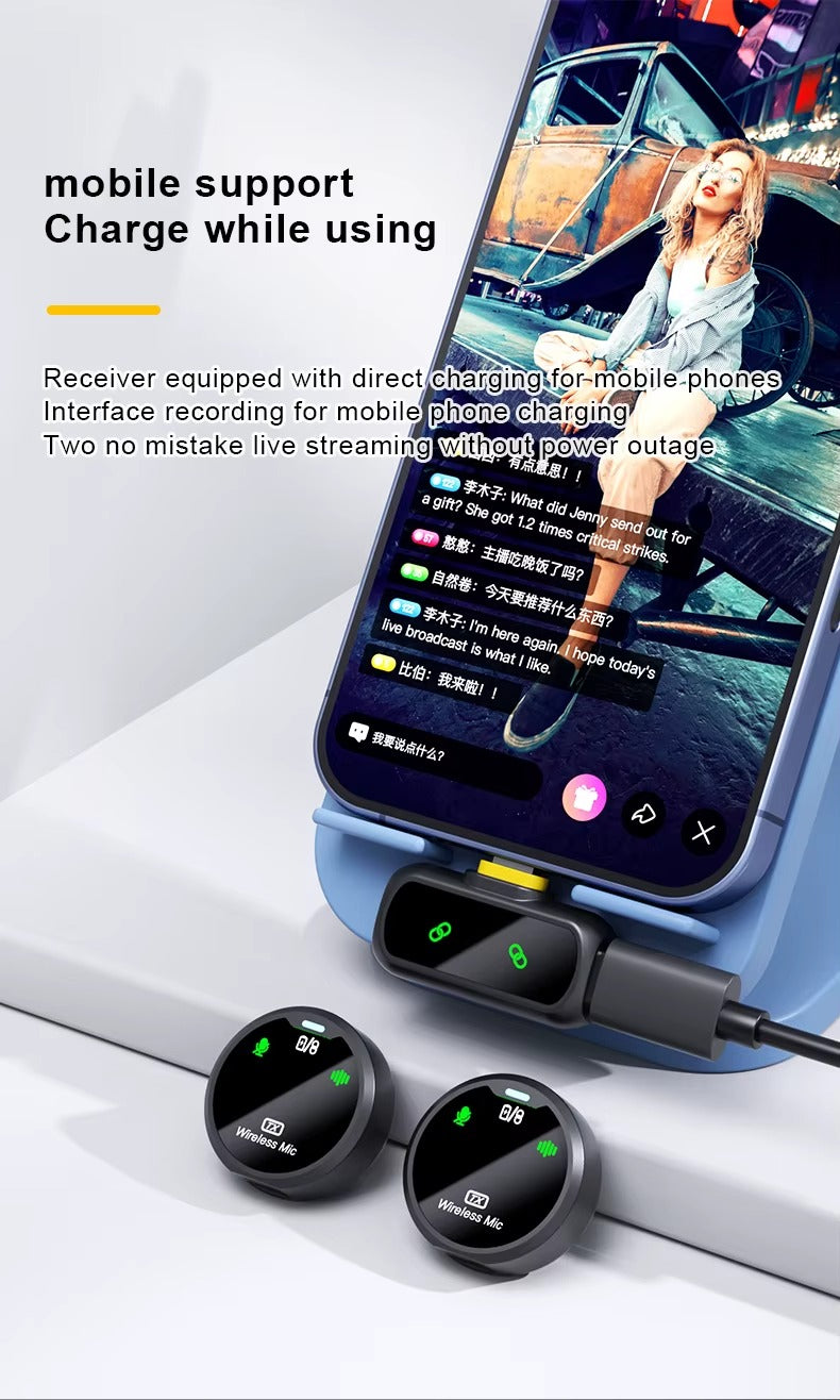 MMD-F98 AI Wireless Lavalier Microphone with ENC & ANC Noise Cancellation, Dual Mic System, 2.4GHz Plug & Play Recording for iPhone, Android, Live Streaming, Interviews & Content Creation – 25M Range