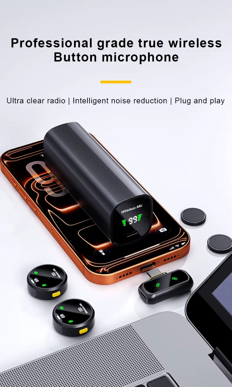 MMD-F98 AI Wireless Lavalier Microphone with ENC & ANC Noise Cancellation, Dual Mic System, 2.4GHz Plug & Play Recording for iPhone, Android, Live Streaming, Interviews & Content Creation – 25M Range