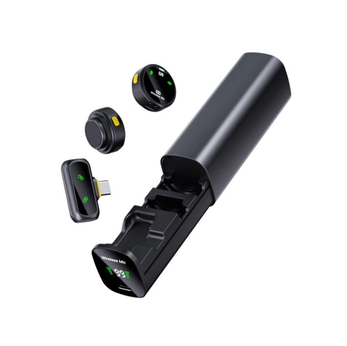 MMD-F98 AI Wireless Lavalier Microphone with ENC & ANC Noise Cancellation, Dual Mic System, 2.4GHz Plug & Play Recording for iPhone, Android, Live Streaming, Interviews & Content Creation – 25M Range